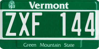 VT license plate ZXF144