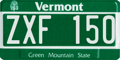VT license plate ZXF150