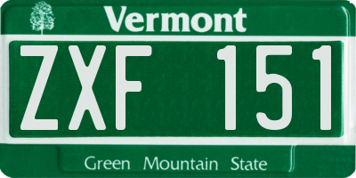 VT license plate ZXF151