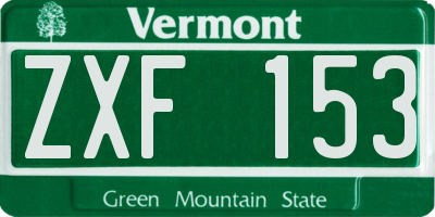 VT license plate ZXF153