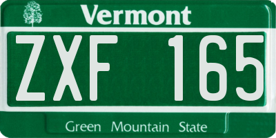 VT license plate ZXF165