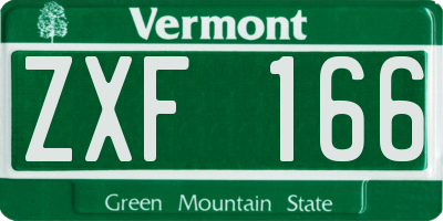 VT license plate ZXF166