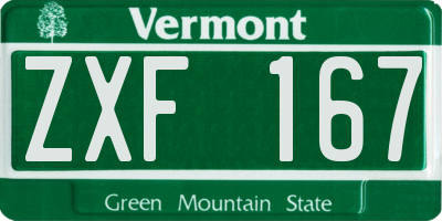 VT license plate ZXF167