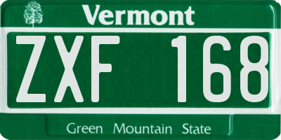 VT license plate ZXF168