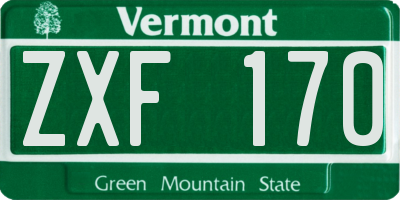 VT license plate ZXF170