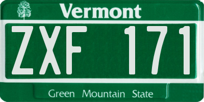 VT license plate ZXF171