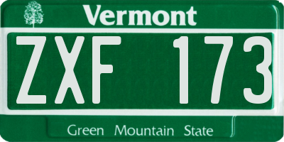 VT license plate ZXF173