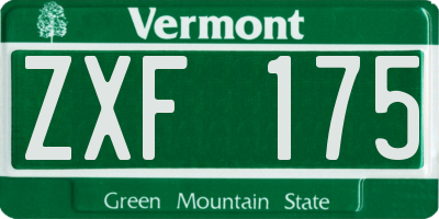 VT license plate ZXF175