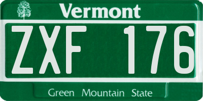 VT license plate ZXF176