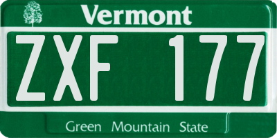 VT license plate ZXF177