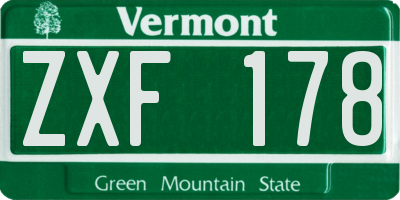 VT license plate ZXF178