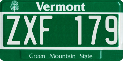 VT license plate ZXF179