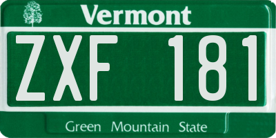 VT license plate ZXF181