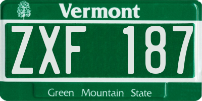 VT license plate ZXF187