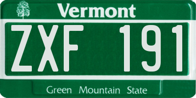 VT license plate ZXF191