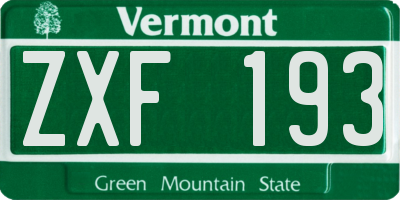 VT license plate ZXF193