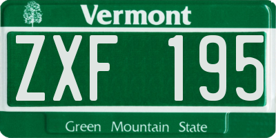 VT license plate ZXF195