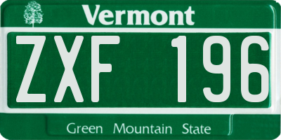 VT license plate ZXF196