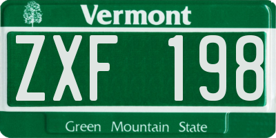 VT license plate ZXF198