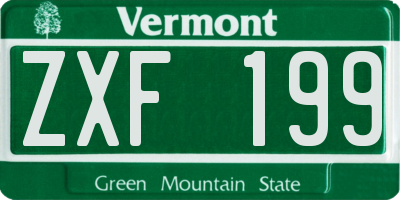 VT license plate ZXF199