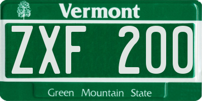 VT license plate ZXF200