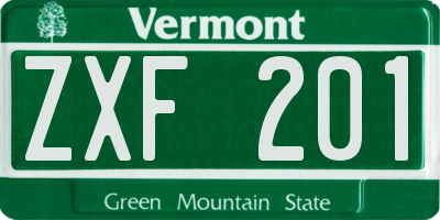 VT license plate ZXF201