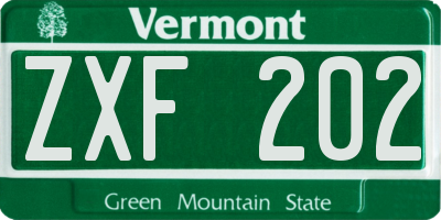 VT license plate ZXF202