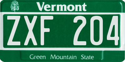 VT license plate ZXF204