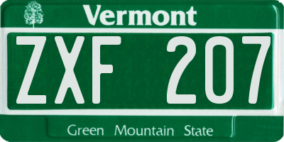 VT license plate ZXF207