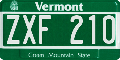 VT license plate ZXF210