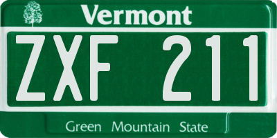 VT license plate ZXF211