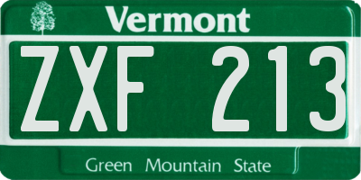 VT license plate ZXF213