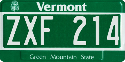 VT license plate ZXF214