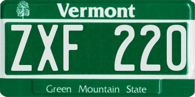 VT license plate ZXF220