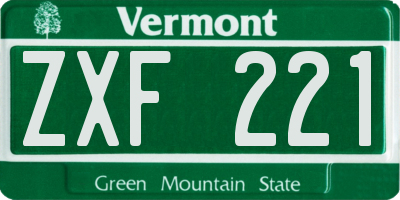 VT license plate ZXF221