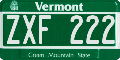 VT license plate ZXF222