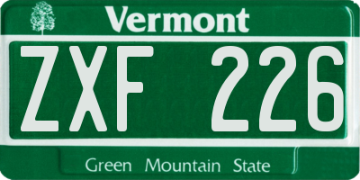 VT license plate ZXF226