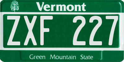 VT license plate ZXF227