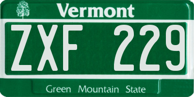 VT license plate ZXF229