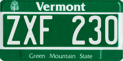 VT license plate ZXF230
