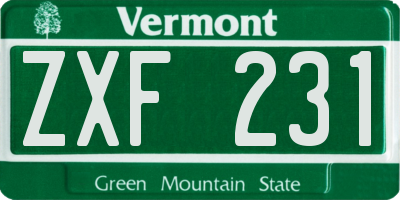 VT license plate ZXF231