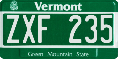 VT license plate ZXF235
