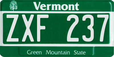 VT license plate ZXF237