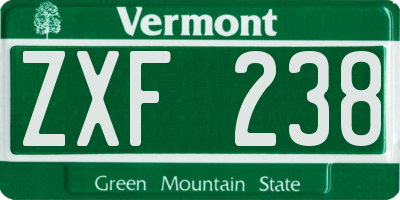 VT license plate ZXF238
