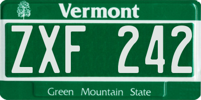VT license plate ZXF242