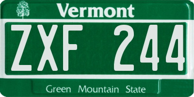 VT license plate ZXF244