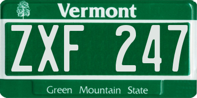 VT license plate ZXF247