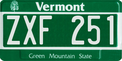 VT license plate ZXF251