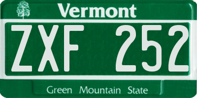 VT license plate ZXF252