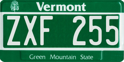 VT license plate ZXF255